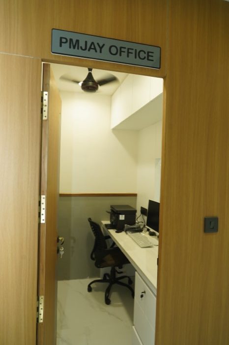 The PMJAY office, where families are helped with Ayushman Bharat scheme paperwork.
